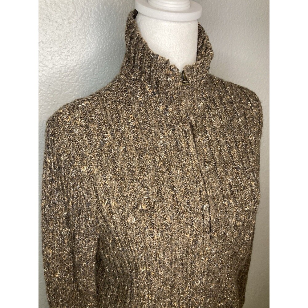 Charter Club Wool Blend Sweater P SM Brown Cardigan Fisherman Nordic Fair Isle